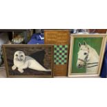 Joe Evans Snow Prince Oil on board Signed Together with another of a seal pup and a games board