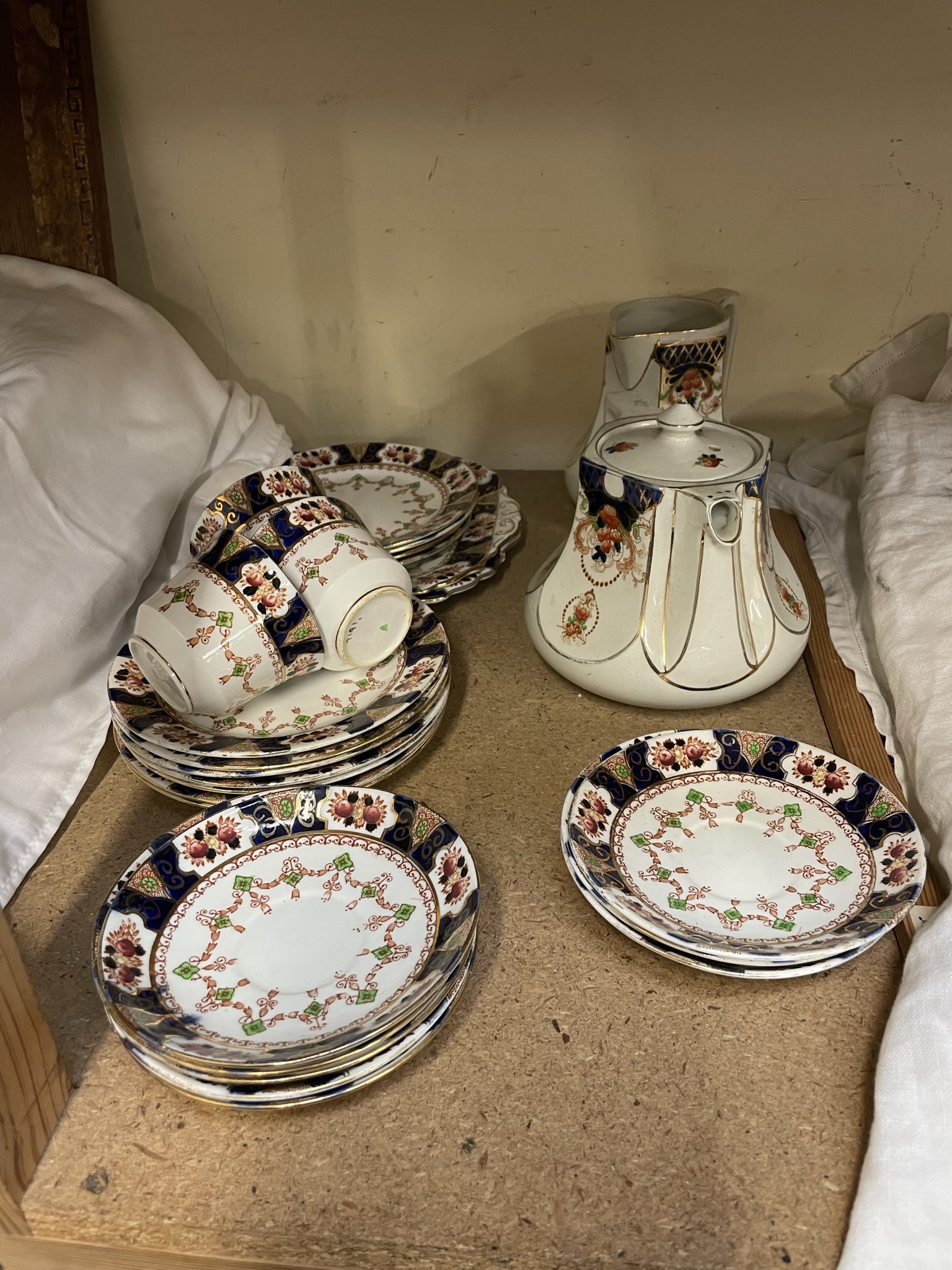 A late 19th / early 20th century transfer and infil decorated part tea set.