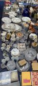 An extensive lot including glass bowls, cased flatwares, anniversary clock,