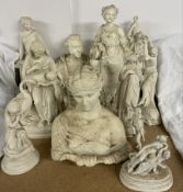 A collection of Parian figures,