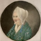 19th century continental school Head and shoulders portrait of a lady A miniature Together with a