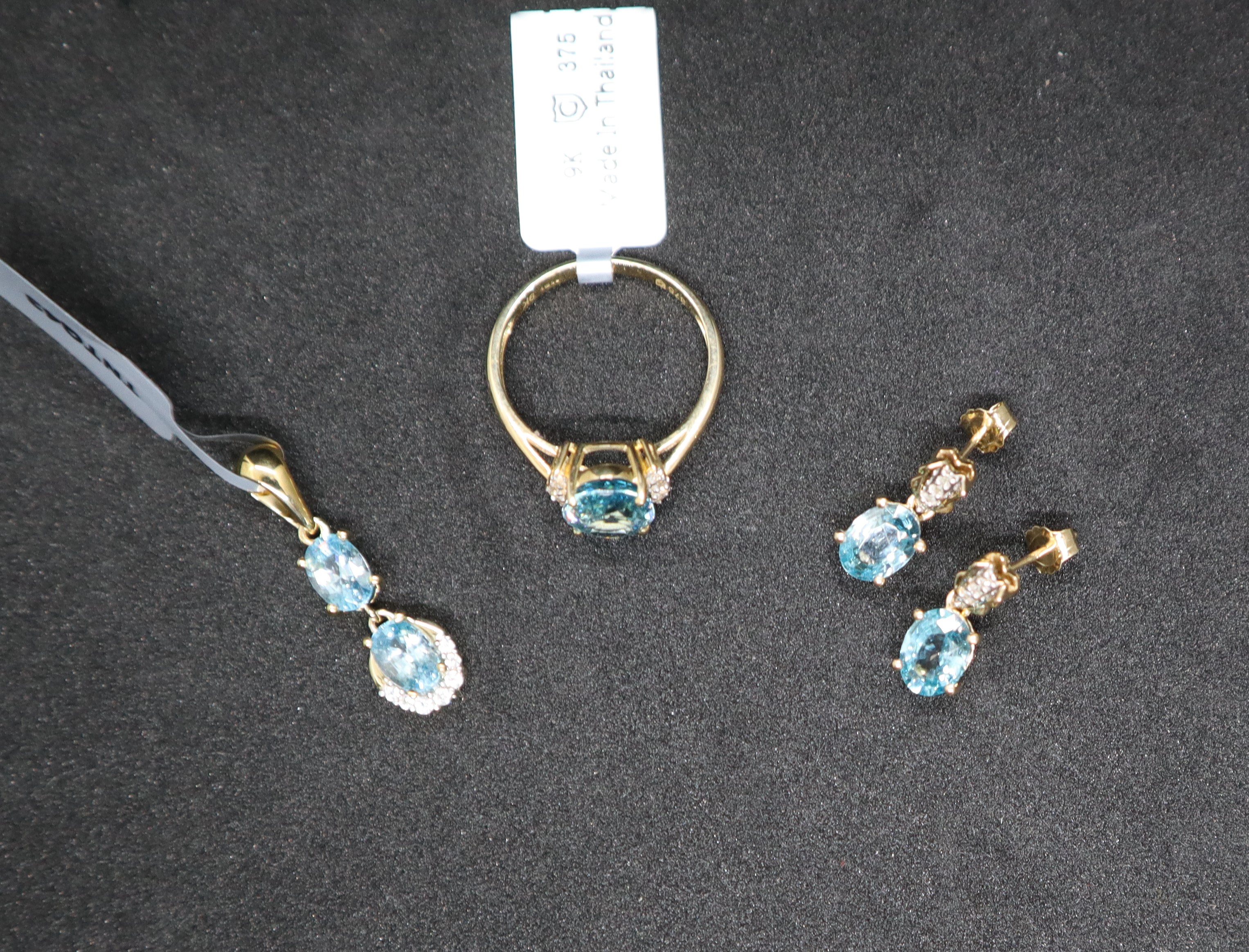 Gemporia - A pair of Ratanakiri blue zircon and diamond 9ct gold earrings together with a - Image 3 of 6
