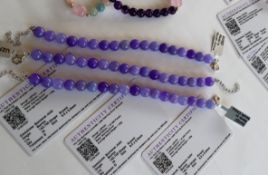 Gemporia - Three Burmese lavender jade sterling silver bracelets together with a multi-colour