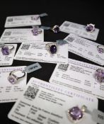 Gemporia - A Zambian amethyst and white topaz sterling silver ring size P to Q,