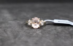 Gemporia - A Nigerian morganite and diamond 9k gold ring,