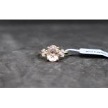 Gemporia - A Nigerian morganite and diamond 9k gold ring,