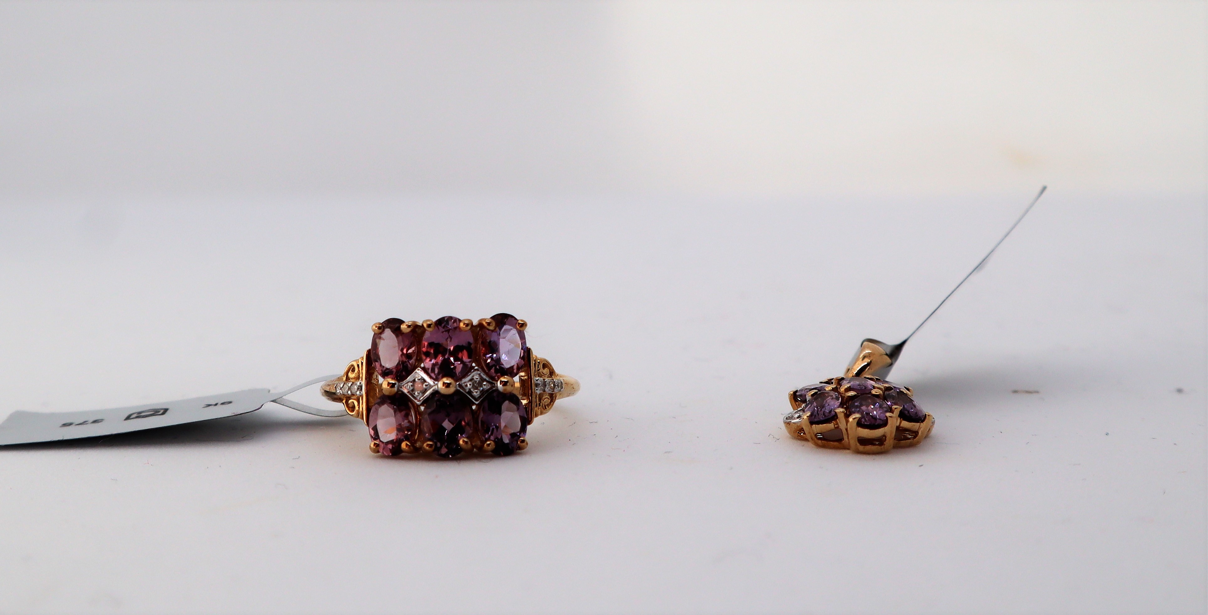 Gemporia - A Mahenge purple spinel and diamond 9k gold ring, size P to Q, - Image 2 of 4