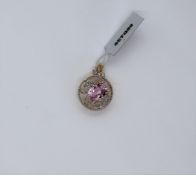 Gemporia - A kolum kunzite and diamond 9k gold pendant