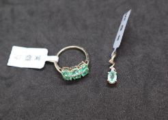 Gemporia - A Malysheva emerald and white zircon 9k gold Tomas Rae ring, size N to O,