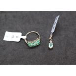 Gemporia - A Malysheva emerald and white zircon 9k gold Tomas Rae ring, size N to O,