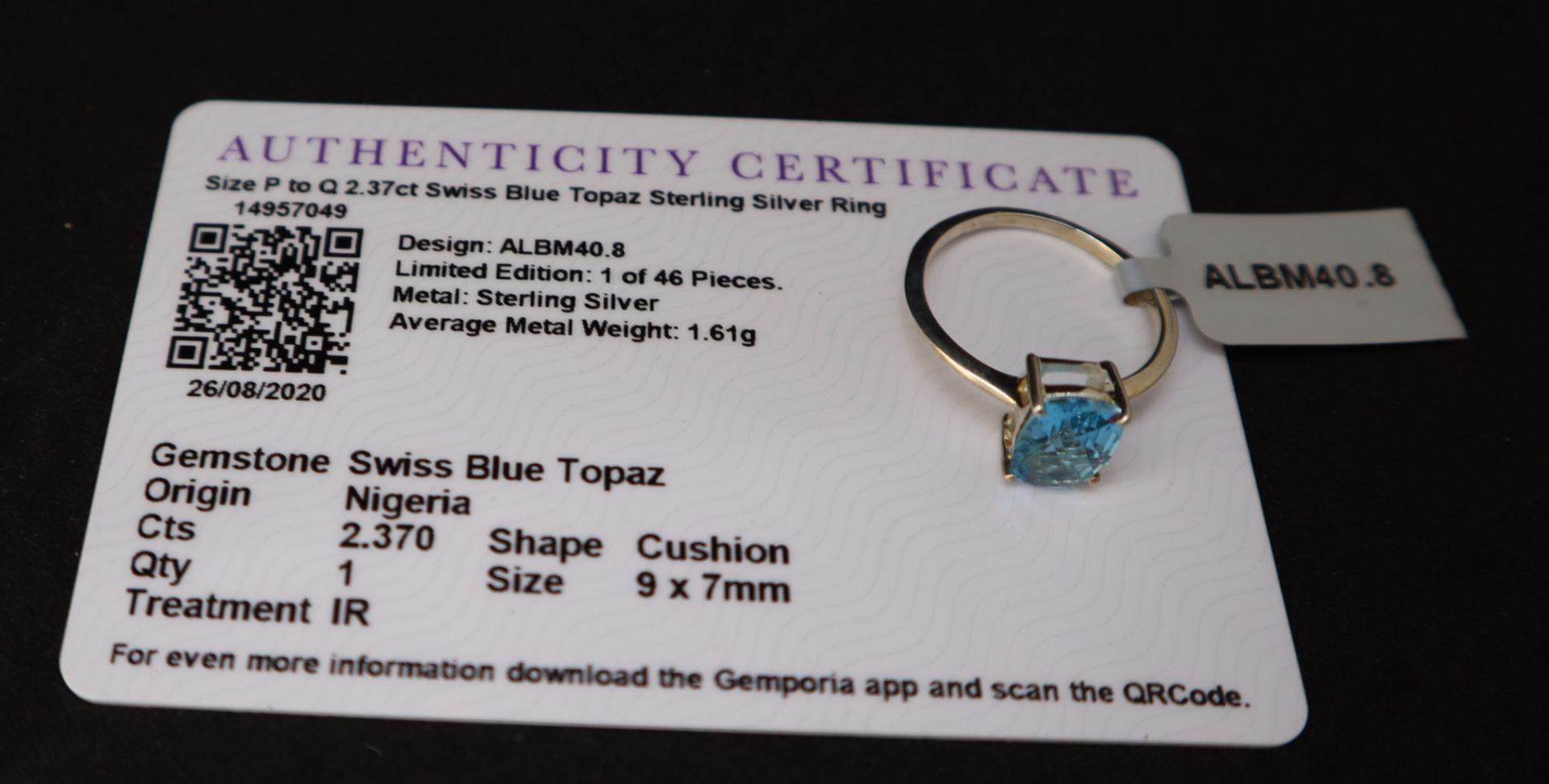 Gemporia - A Swiss blue topaz and white zircon sterling silver ring size N to O together with a - Image 2 of 3