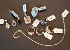 Gemporia - A collection of 9k gold rings and pendants CONDITION REPORT: Authenticity