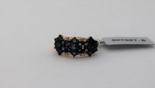 Gemporia - A natural Nigerian blue sapphire and white zircon 9k gold ring,