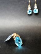 Gemporia - A 4.83ct pair of Swiss blue topaz and diamond 9k gold earrings, together with a 6.