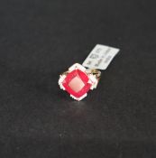 Gemporia - A Malagasy ruby and white zircon 9k gold ring, set with a 9.