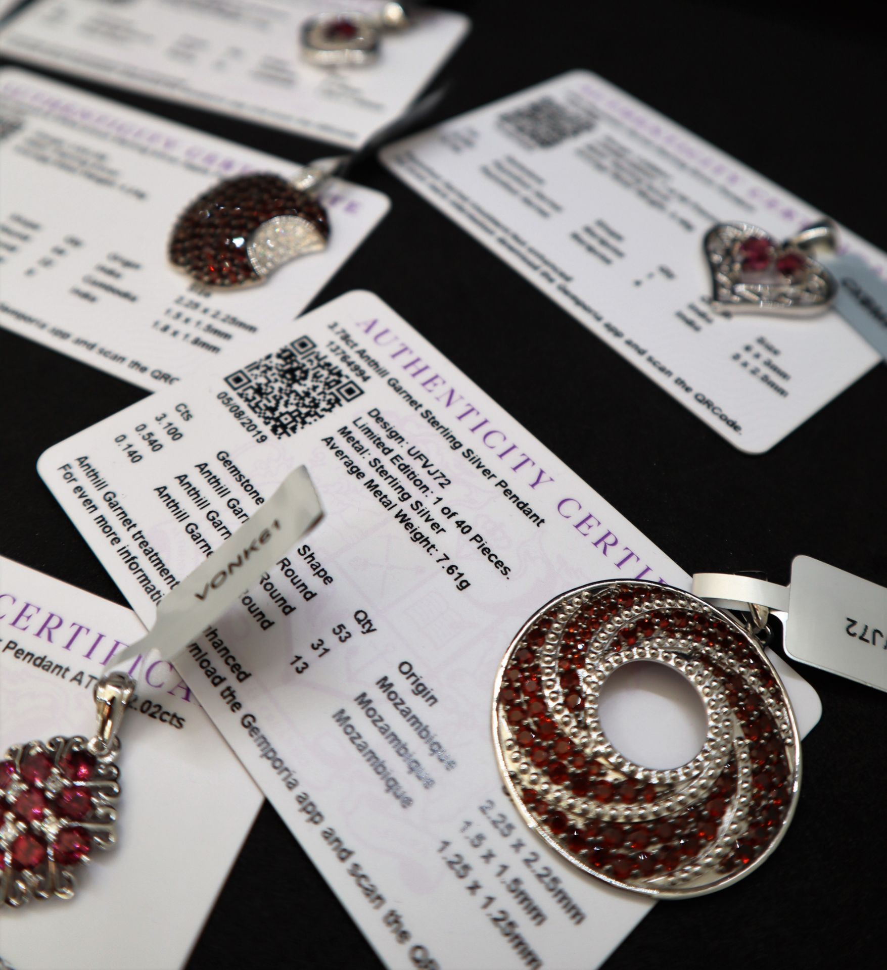 Gemporia - A Sangu garnet and white zircon sterling silver pendant together with an Anthill garnet - Image 3 of 3