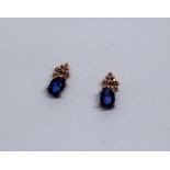 Gemporia - A pair of nilamani and diamond 9k rose gold earrings