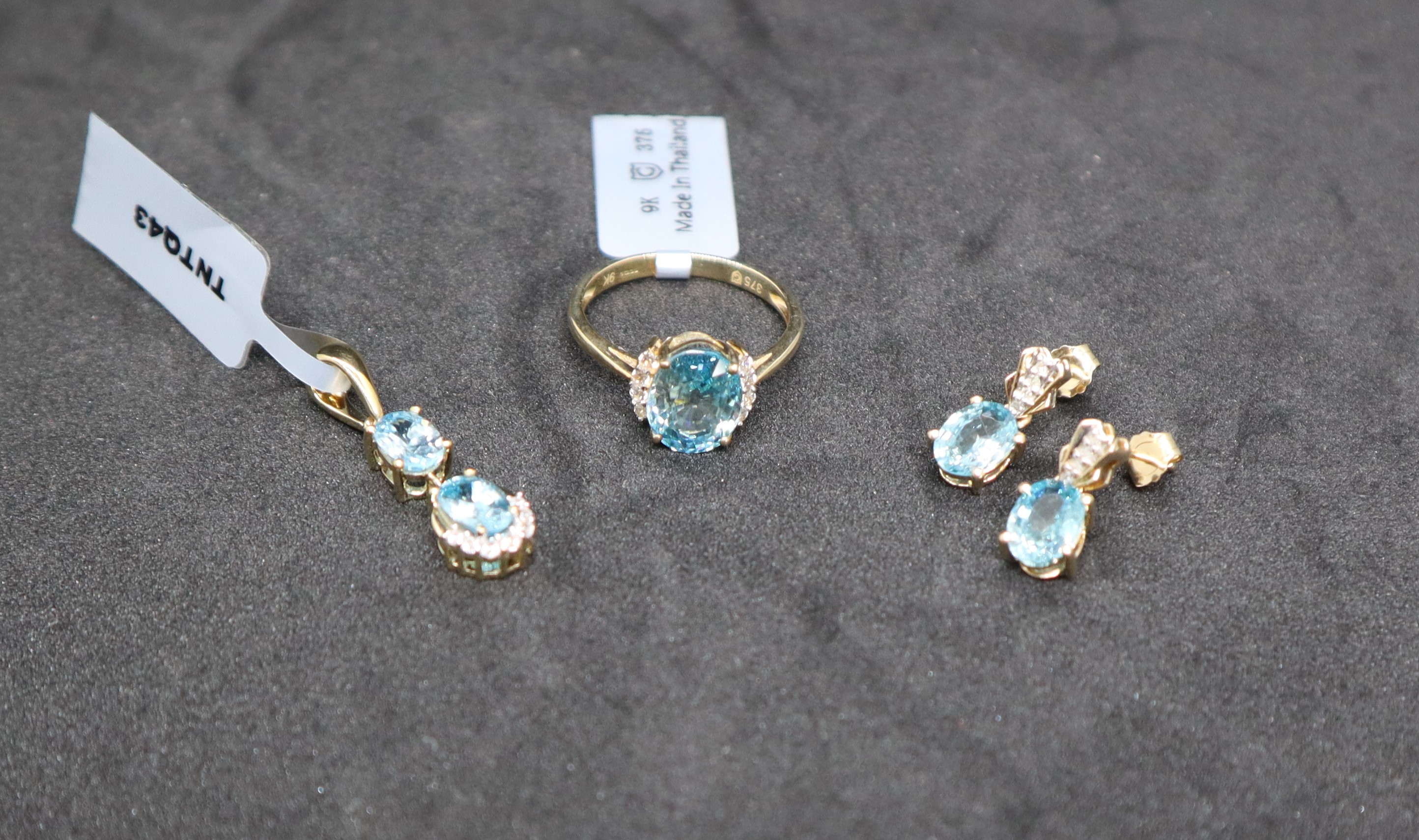 Gemporia - A pair of Ratanakiri blue zircon and diamond 9ct gold earrings together with a - Image 2 of 6
