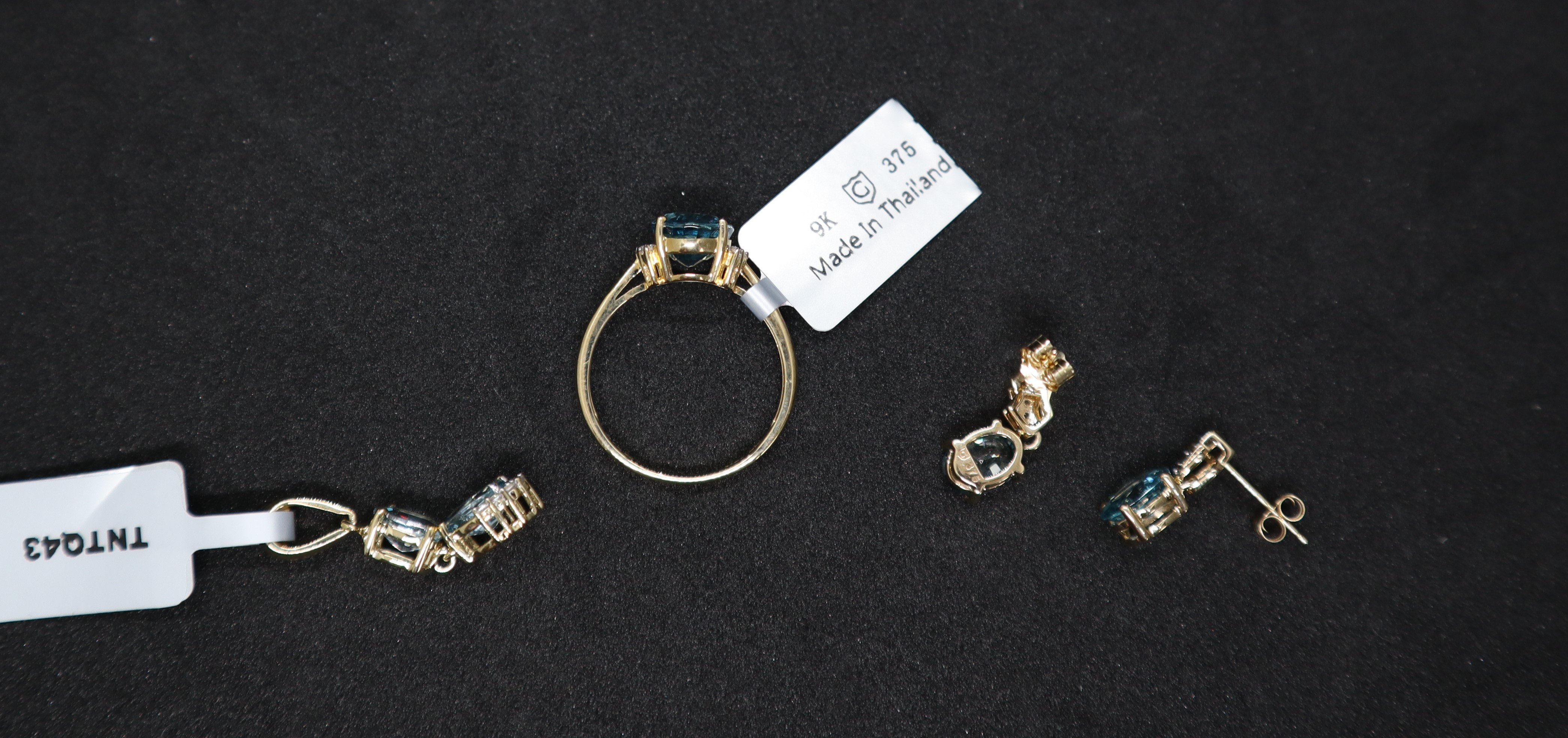 Gemporia - A pair of Ratanakiri blue zircon and diamond 9ct gold earrings together with a - Image 5 of 6