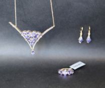 Gemporia - A tanzanite and diamond 9k gold Tomas Rae necklace together with a tanzanite 9k gold