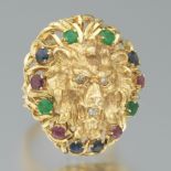 Ladies' Gold and Gemstone Lion Ring