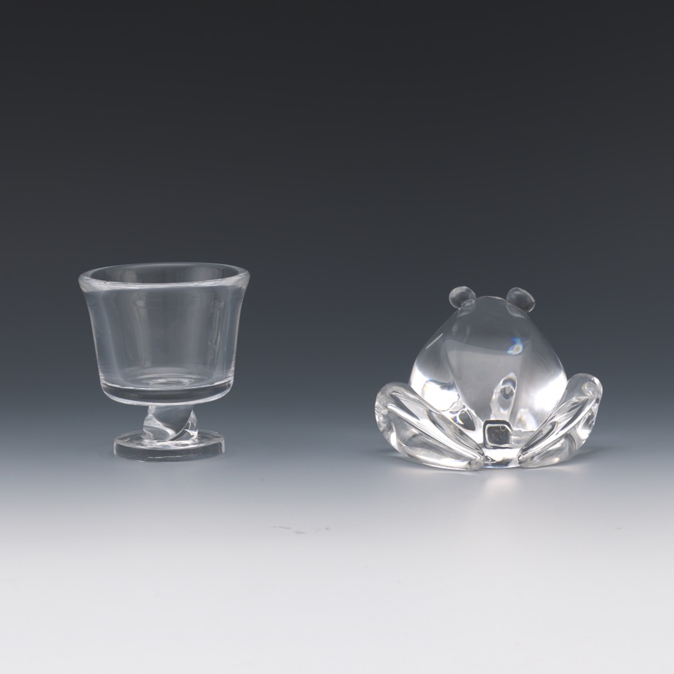 Steuben Clear Glass Frog and a Candleholder - Image 4 of 10