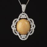 Ladies' Opal and Diamond Pendant on Chain, AIG Report
