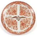 Monumental American Bicentennial Chinese Export Orange Fitzhugh Pattern American Eagle Charger