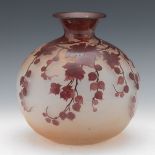 Legras Round Art Nouveau Vase, Rubis Line