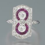 Art Deco Style Diamond and Ruby Ring