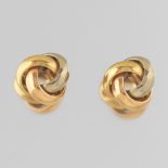 Italian Tri-Color Gold "Love Knot" Pair of Earrings