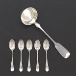 Coin Silver Ladle and Five Sterling Silver Teaspoons