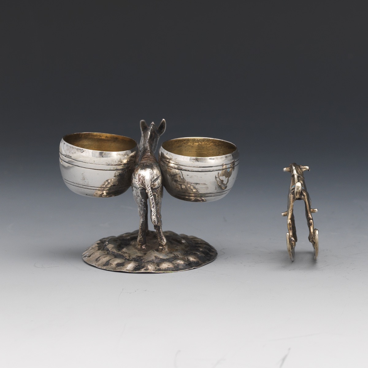 Italian Silver, Gold Wash and Enamel Donkey Salt/Pepper Cellar and Baby Rocking Horse - Image 5 of 7