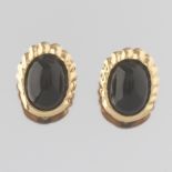 Ladies' Vintage Gold and Black Onyx Pair of Earrings