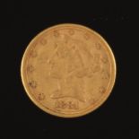 1881 Coronet Head Gold Five Dollar Half Eagle Coin