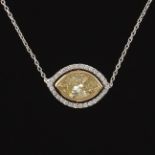 Ladies' Two-Tone Gold, Fancy Yellow and White Diamond "Protective Eye" Necklace
