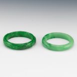 Two Carved Jade Bangle Bracelets