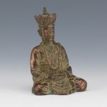 Tibetan Copper Alloy Lama Personal Shrine Devotional Sculpture, in Dhyana Mudra