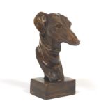 Cast Bronze Whippet Head Sculpture