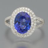 Platinum, Tanzanite, and Diamond Ring