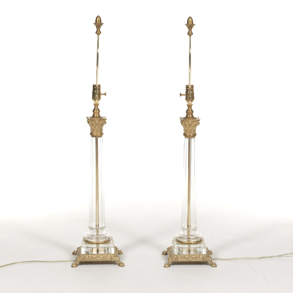 Pair of Crystal Corinthian Column Lamps - Image 3 of 7