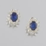 A Pair of Sapphire and Diamond Earrings