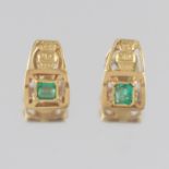 Ladies' Pair of Gold and Emerald Earrings