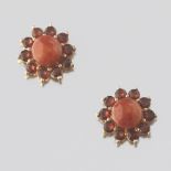 Ladies' Gold, Orange Chalcedony and Orange Garnet Pair of Earrings