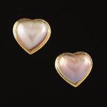 14k Gold and Mabe Heart Shape Pearl Pair of Earrings