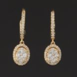 Ladies' Pair of Gold and Diamond Dangle Earrings