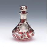 Perfume Bottle with Silver Overlay