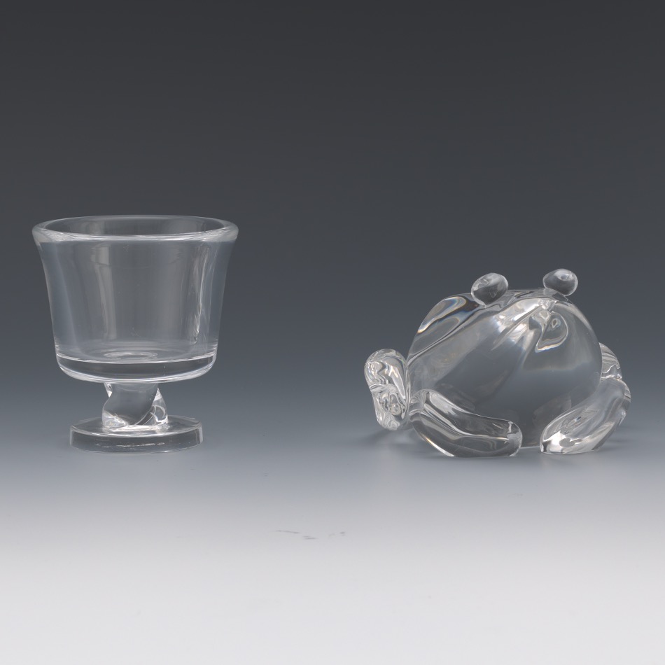 Steuben Clear Glass Frog and a Candleholder - Image 2 of 10