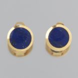 Pair of Gold and Lapis Ear Clips