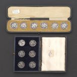 Two Sets of Pretty Sterling Silver Buttons in Presentation Cases
